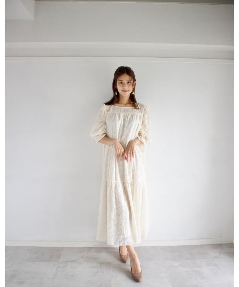 size1 / jacquard one-piece【アイボリー】 | MI AND MOU