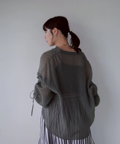 sheer ribbon blouse｜スモーク