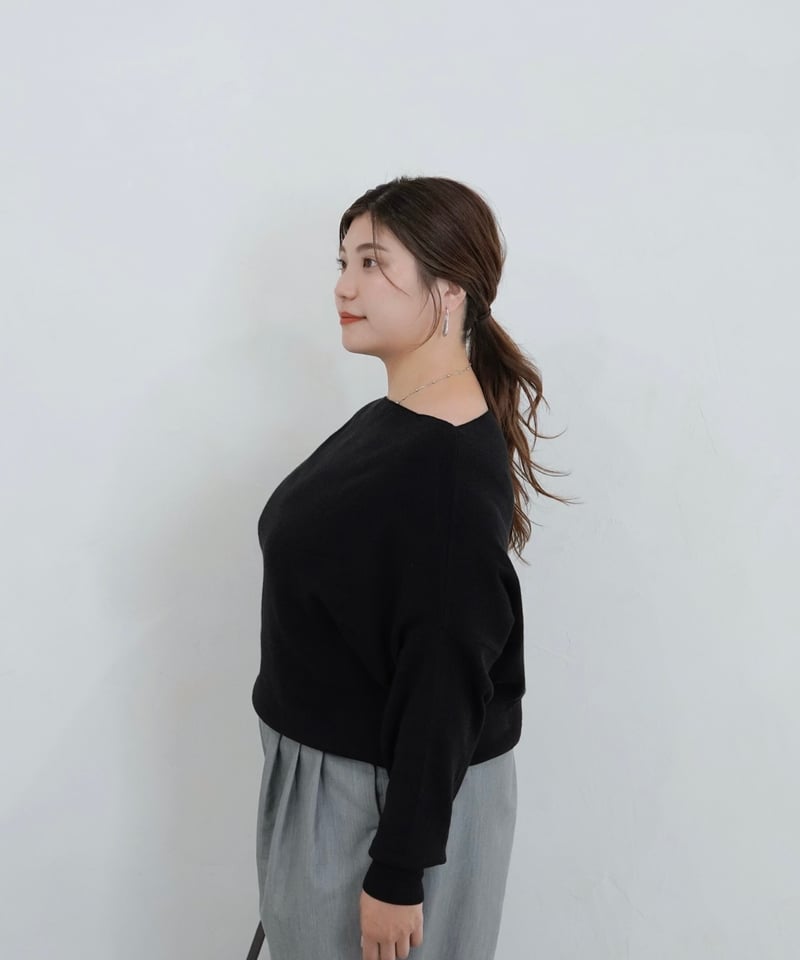 boatneck knit | ブラック | MI AND MOU