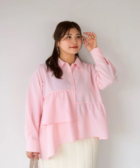Asymmetric shirt | ピンク | MI AND MOU