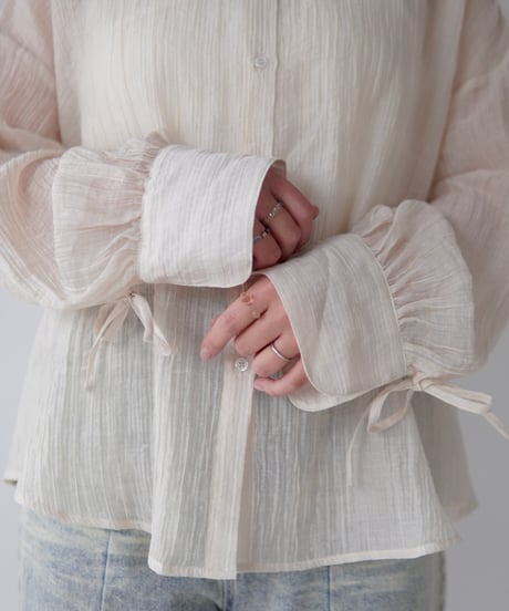 sheer ribbon blouse｜アイボリー