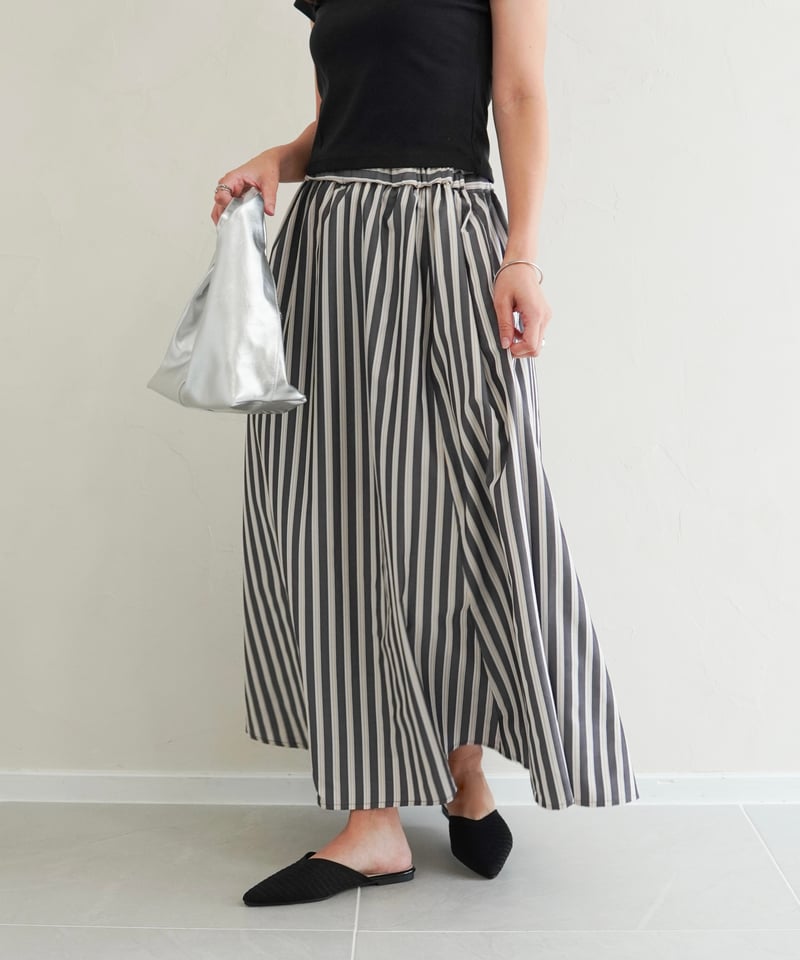 stripe skirt｜ブラック | MI AND MOU