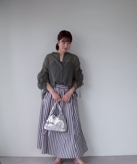sheer ribbon blouse｜スモーク