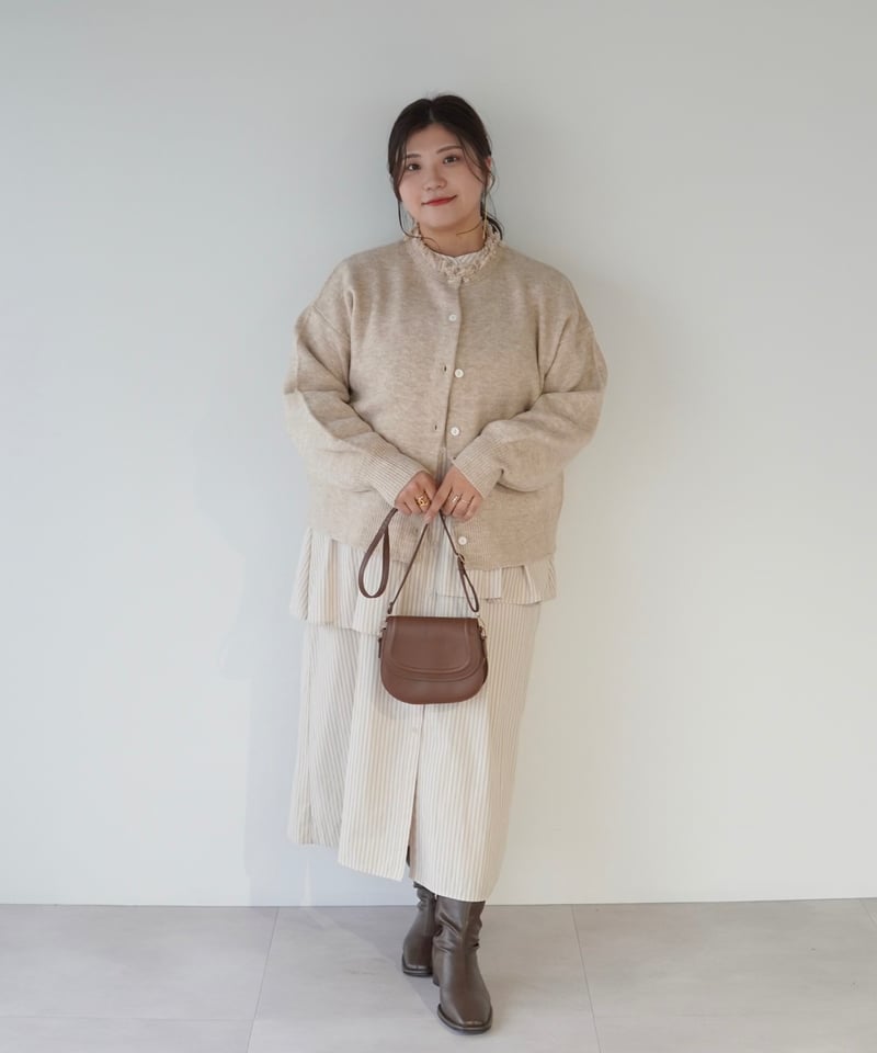 2way fringe cardigan｜ベージュ | MI AND MOU