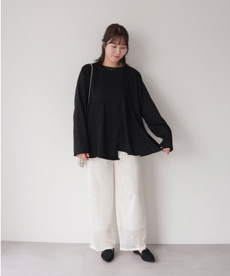 Asymmetric Long T-shirt | ブラック