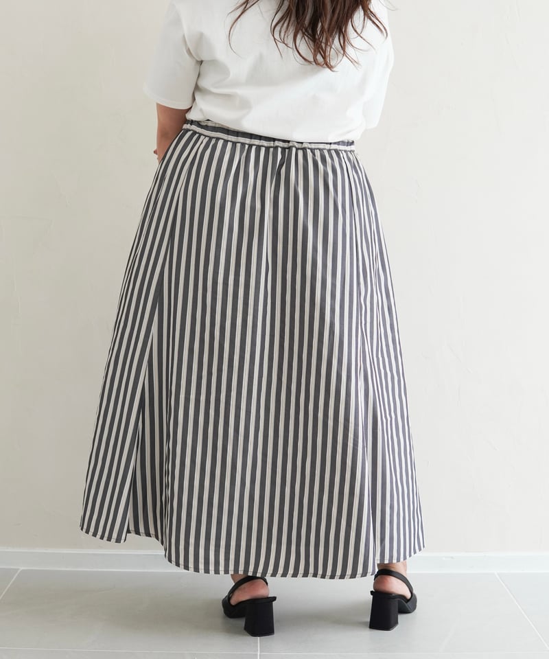 stripe skirt｜ブラック | MI AND MOU