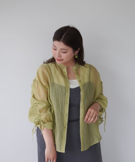 sheer ribbon blouse｜オリーブ