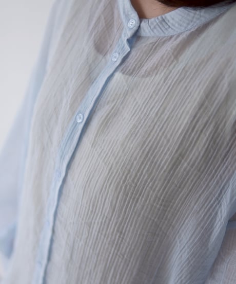 sheer ribbon blouse｜ブルー