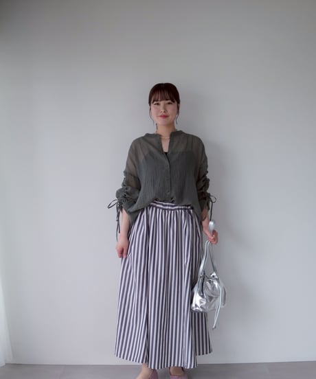sheer ribbon blouse｜スモーク
