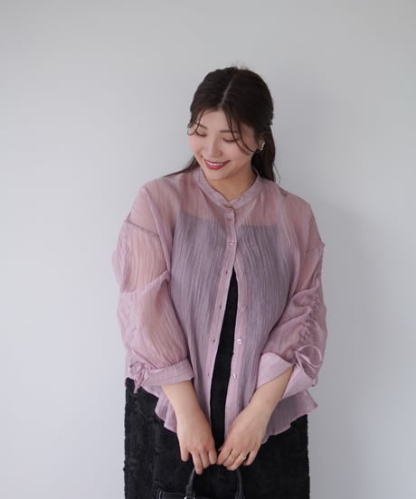 sheer ribbon blouse｜ピンク