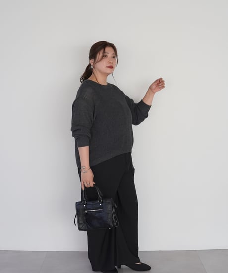 mesh knit pullover | チャコール