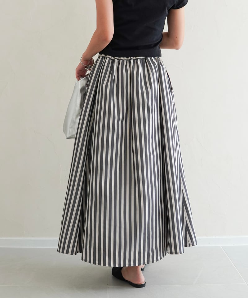 stripe skirt｜ブラック | MI AND MOU