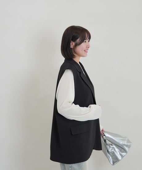 vest jacket | ブラック