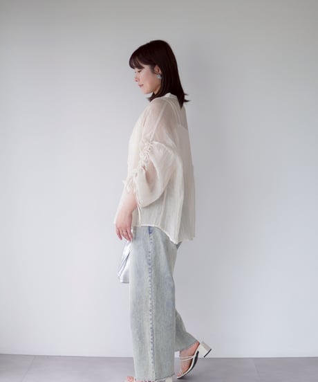 sheer ribbon blouse｜アイボリー