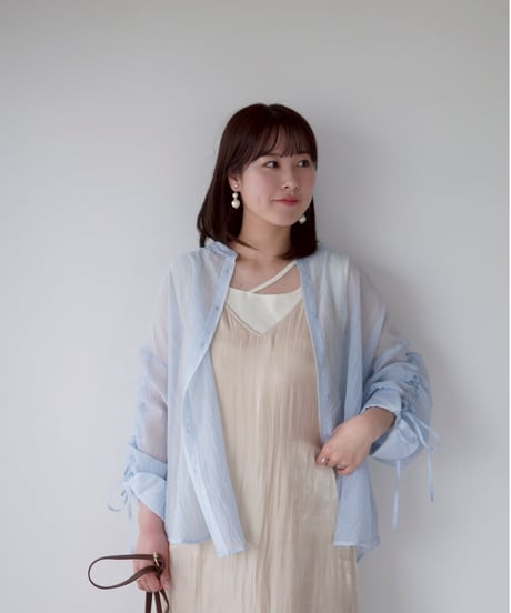 sheer ribbon blouse｜ブルー