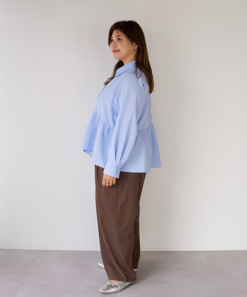 Asymmetric shirt | ブルー | MI AND MOU