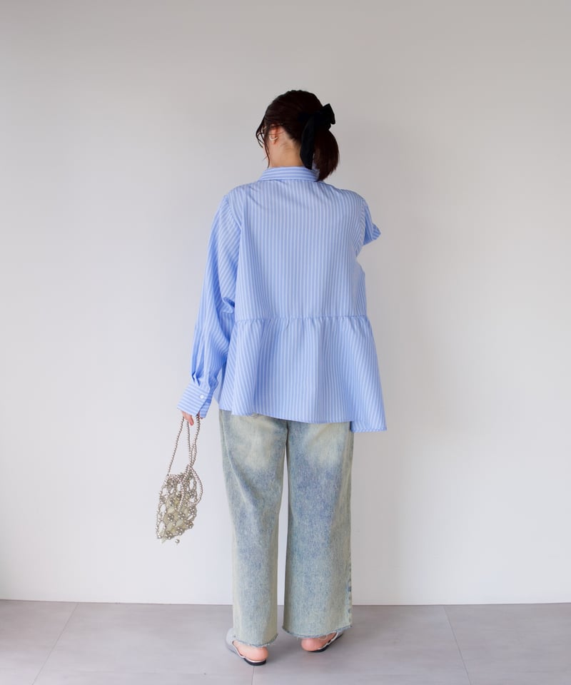 Asymmetric shirt | ブルー | MI AND MOU
