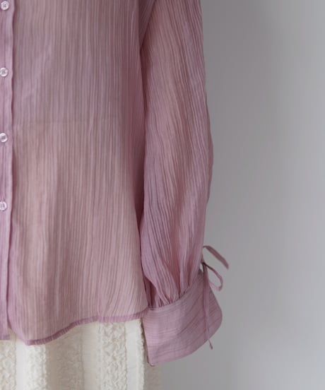 sheer ribbon blouse｜ピンク