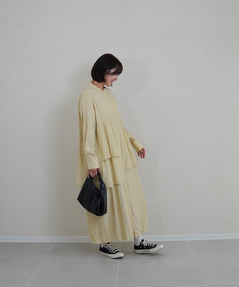 MI AND MOU シャツワンピース　イエロー asymmetry shirt one-piece | イエロー | MI AND MOU