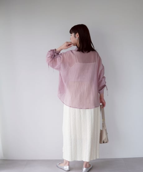 sheer ribbon blouse｜ピンク