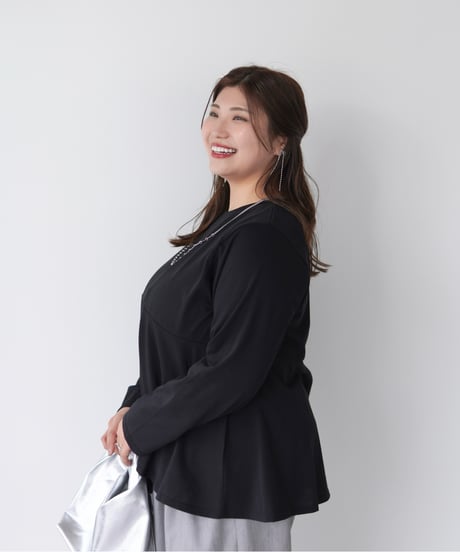 Asymmetric Long T-shirt | ブラック