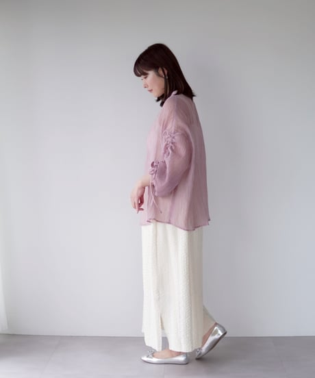 sheer ribbon blouse｜ピンク