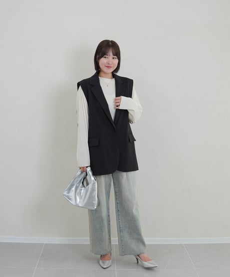 vest jacket | ブラック