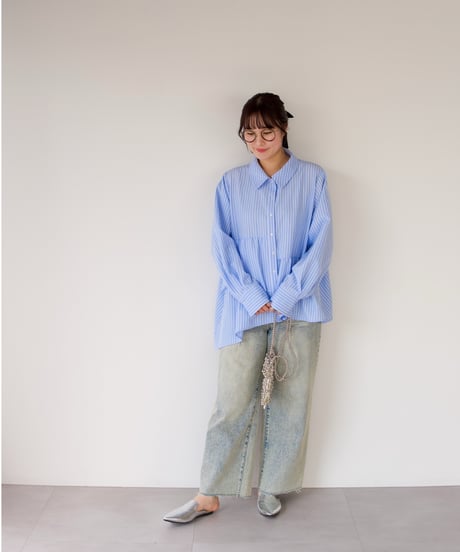 Asymmetric shirt | ブルー