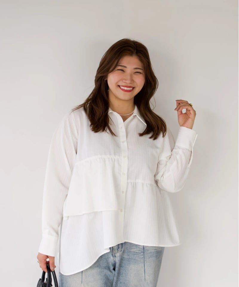 Asymmetric shirt | ホワイト | MI AND MOU