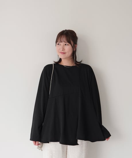 Asymmetric Long T-shirt | ブラック