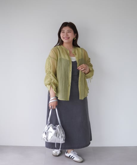 sheer ribbon blouse｜オリーブ