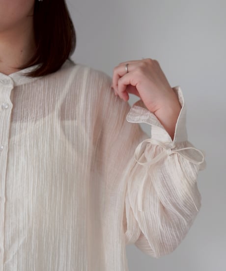 sheer ribbon blouse｜アイボリー