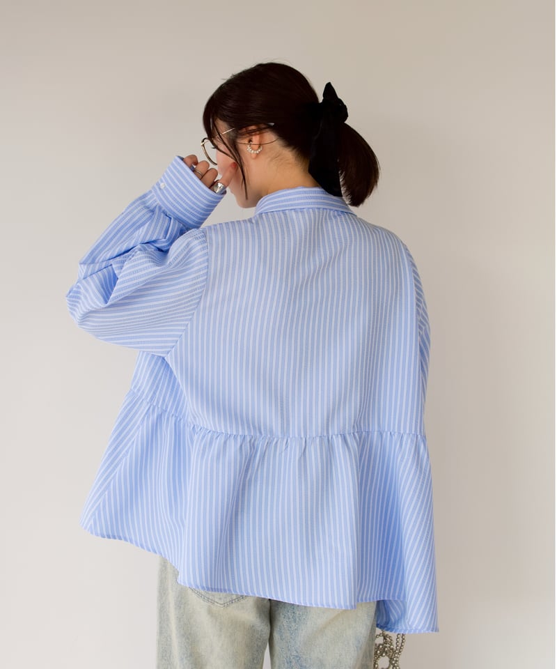 Asymmetric shirt | ブルー | MI AND MOU