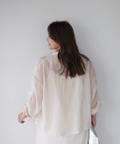 sheer ribbon blouse｜アイボリー