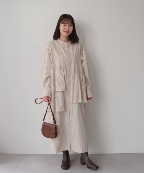 asymmetry shirt one-piece | モカ