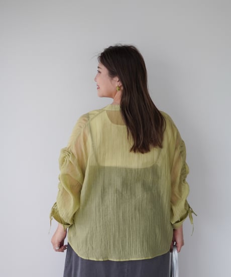 sheer ribbon blouse｜オリーブ