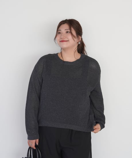 mesh knit pullover | チャコール