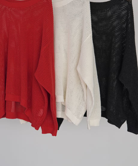 mesh knit pullover | チャコール