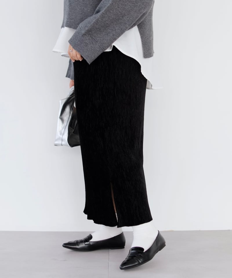 velour tight skirt | ブラック | MI AND MOU