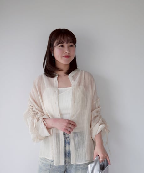 sheer ribbon blouse｜アイボリー