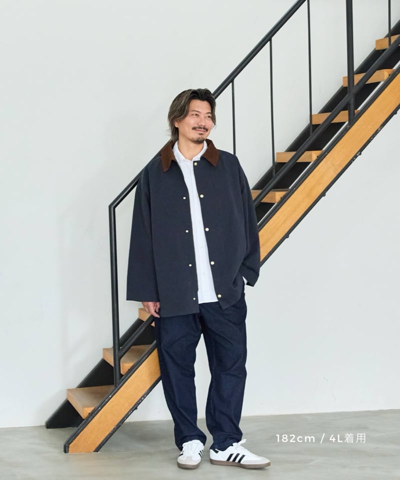 Laveange】ステンカラーコート | ネイビー | MI AND MOU