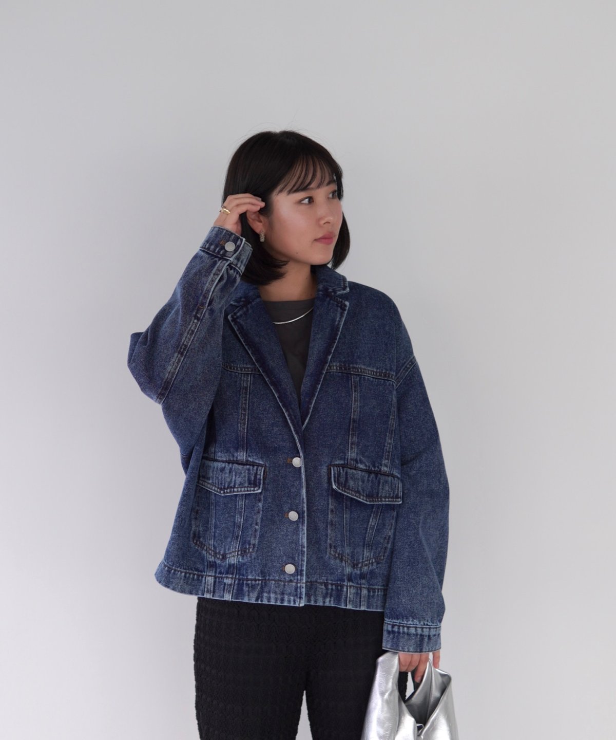 tailored denim jacket｜ブルー | MI AND MOU