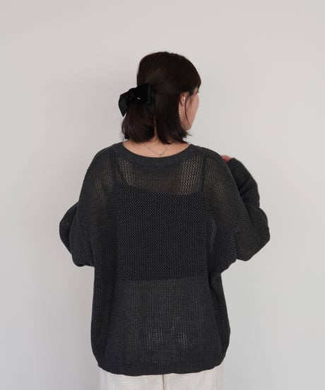 mesh knit pullover | チャコール