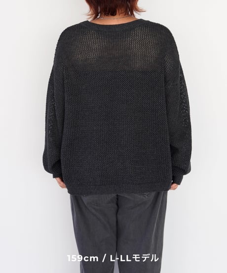 mesh knit pullover | チャコール