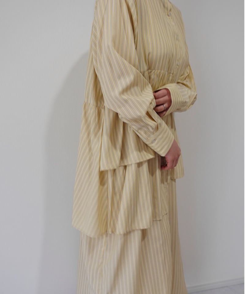 完売品　miandmou ミアモ　ミーアンドモウ　シャツワンピース　イエロー asymmetry shirt one-piece / イエロー | MI AND MOU
