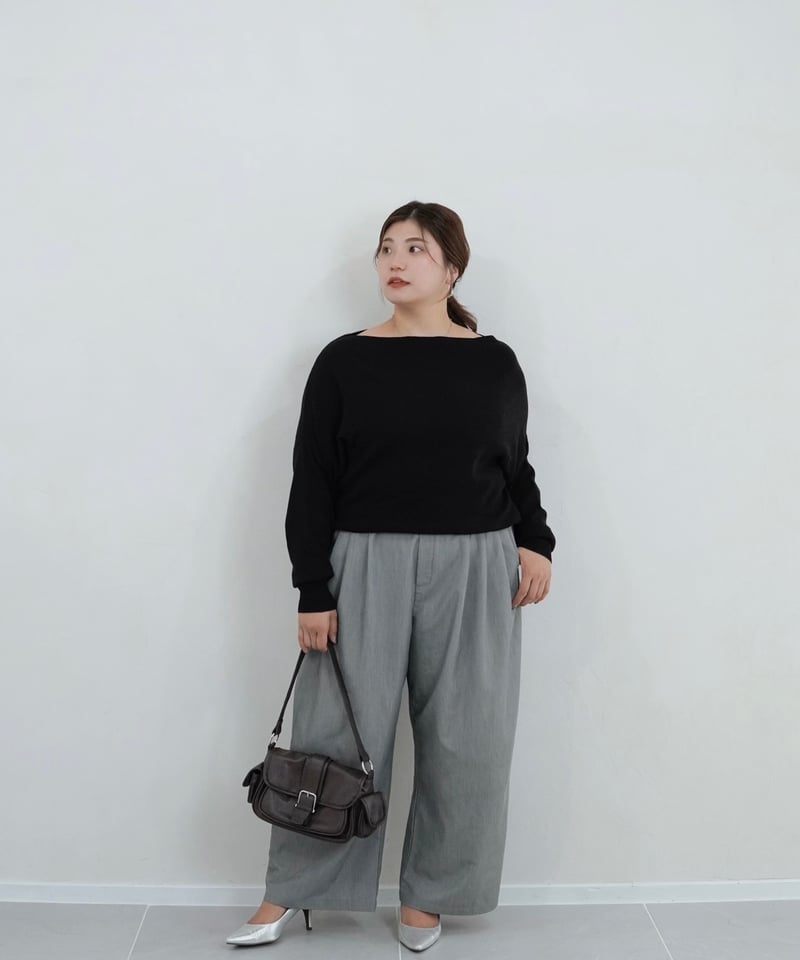 boatneck knit | ブラック | MI AND MOU