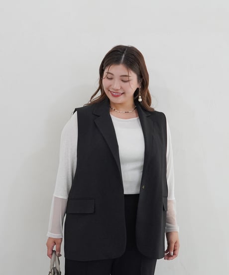 vest jacket | ブラック
