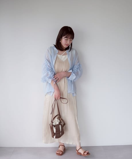 sheer ribbon blouse｜ブルー