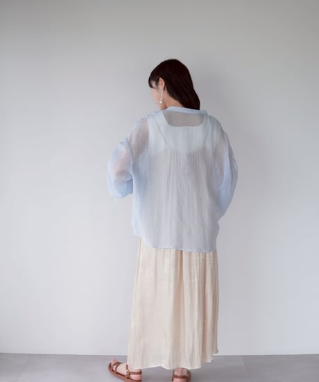 sheer ribbon blouse｜ブルー