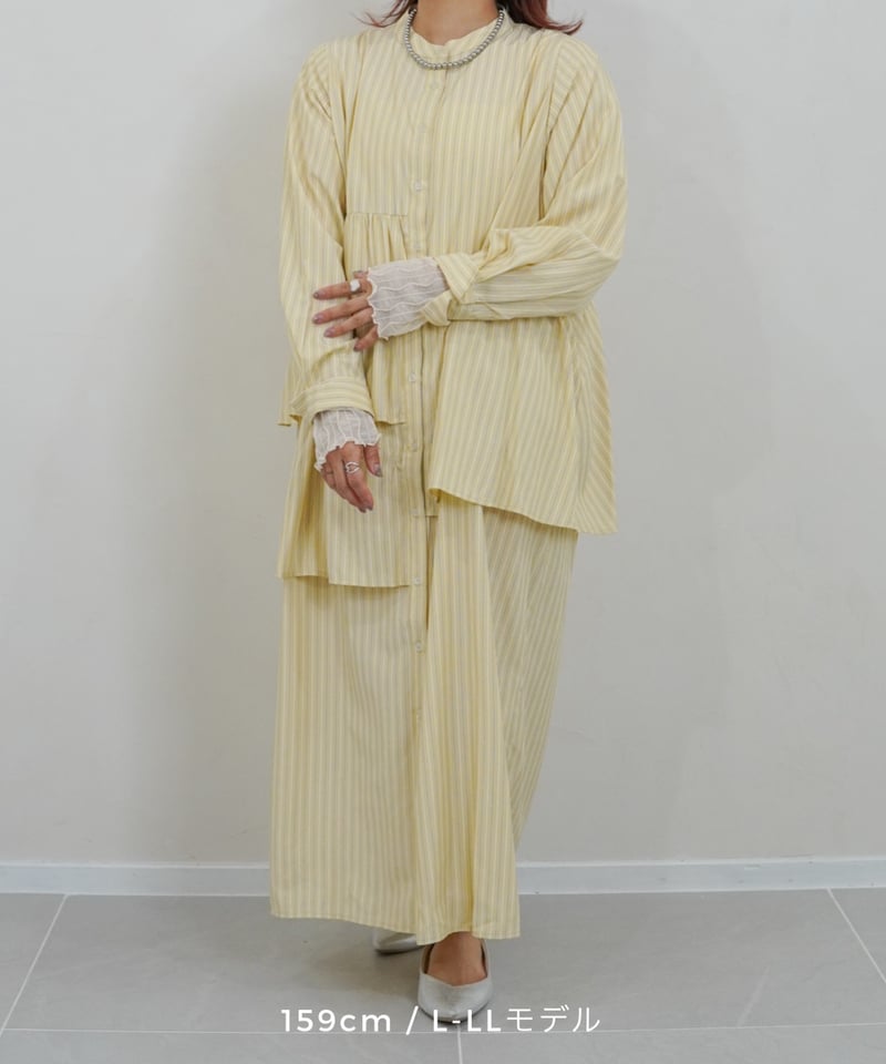MI AND MOU シャツワンピース　イエロー asymmetry shirt one-piece | イエロー | MI AND MOU